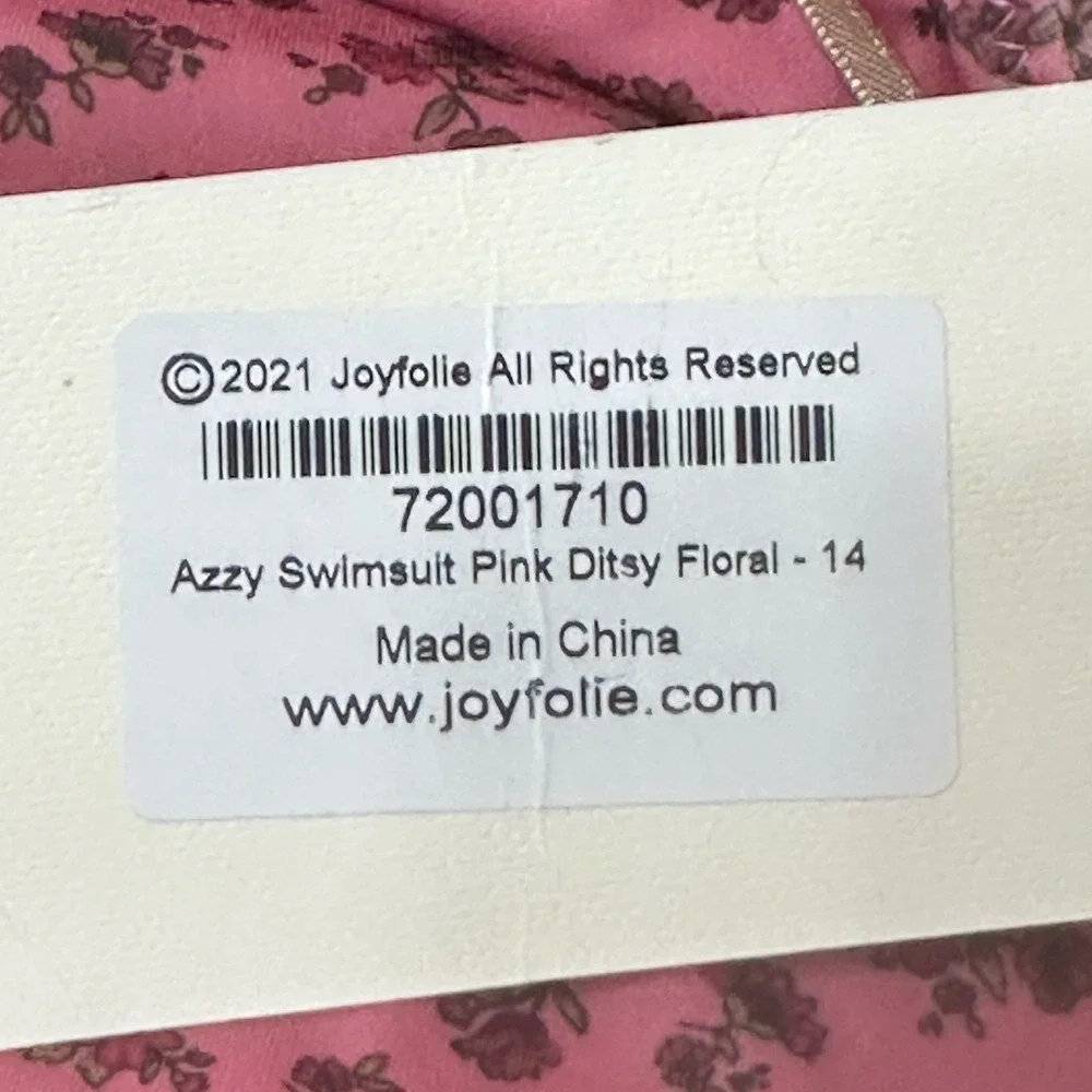 Mia Joy‎ Joyfolie Swim Rashguard Swimsuit Girls Pink Ruffle Size 14 Floral